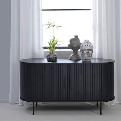 Rye Studio Nicola Mid-Century Modern Rounded Sliding Door Sideboard