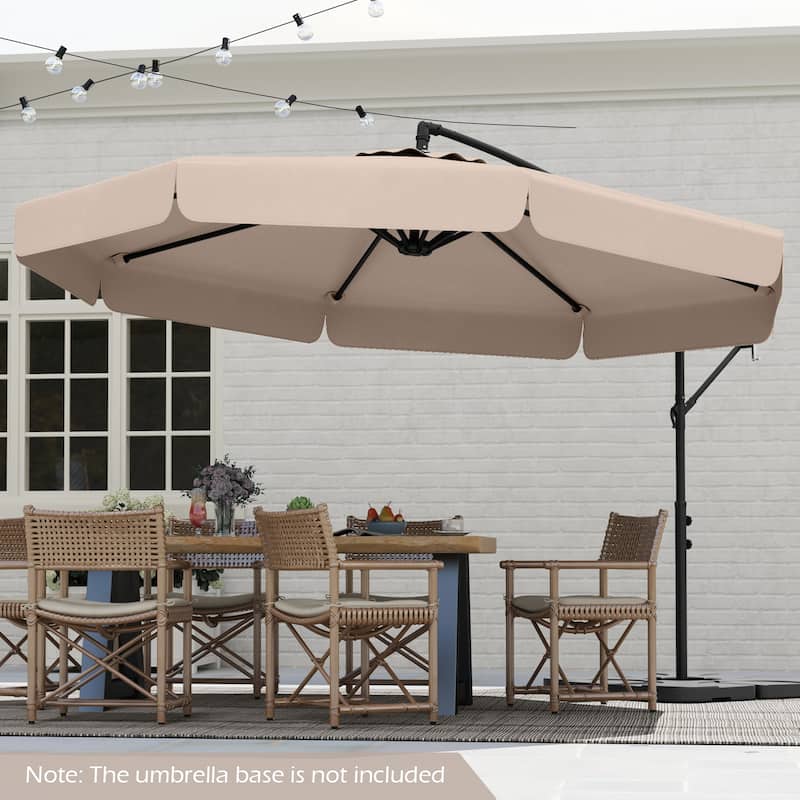 10FT Outdoor Cantilever Umbrella with Fade-Resistant Canopy Tilt Handle and Cover Included (Only Umbrella)
