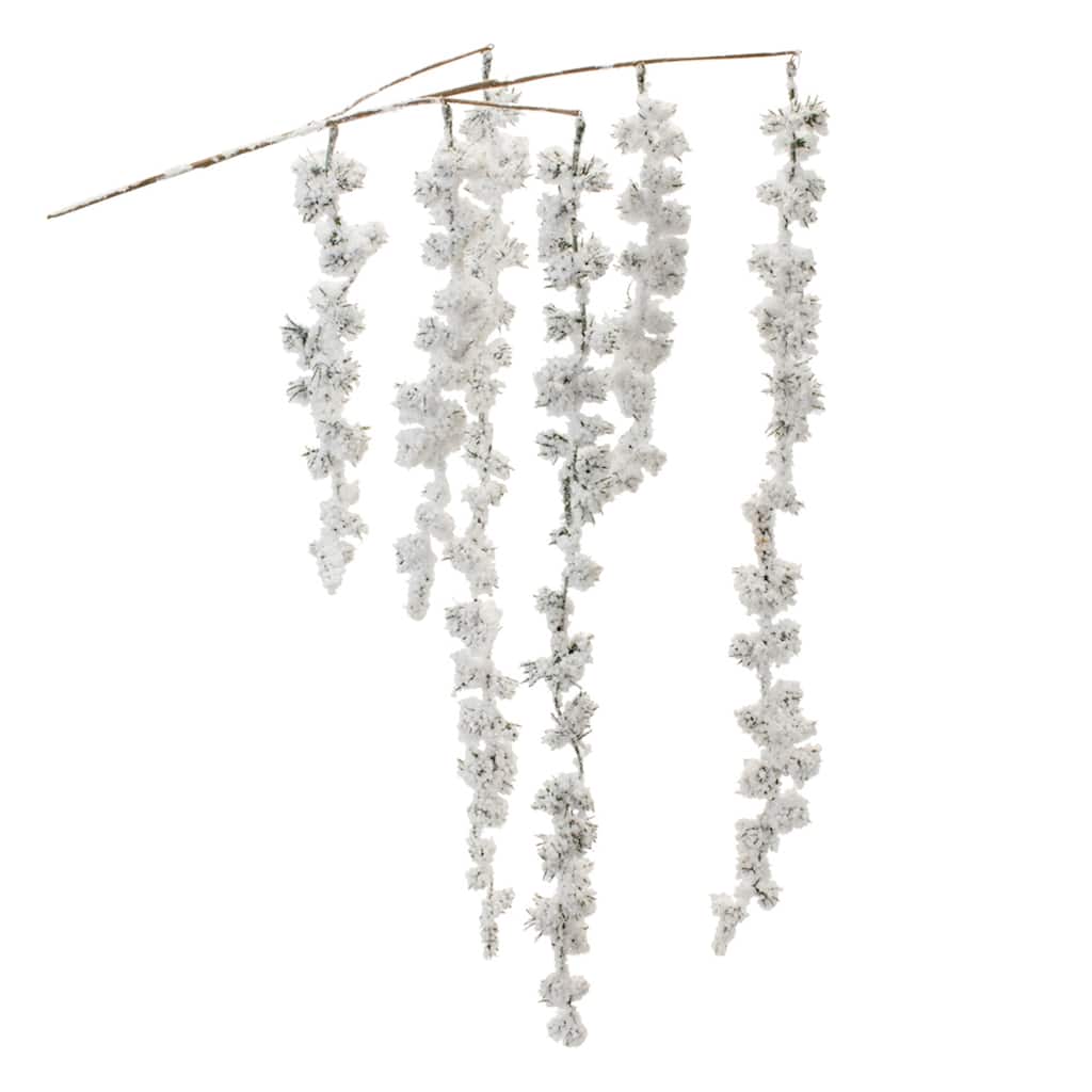 Snowy Hanging Pine Cluster Branch (Set of 2) - N/A