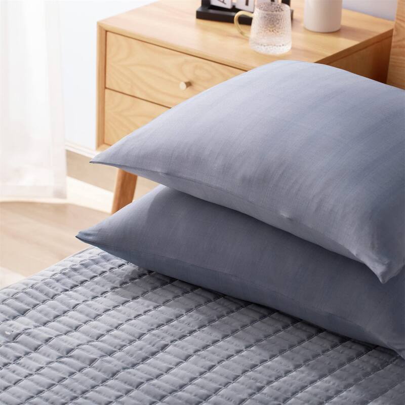 KASENTEX Soft Silky Zipper Cooling Pillow Case - Set of 2 Breathable Pillowcases for Hair and Skin