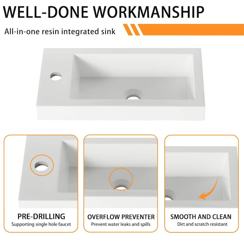 Bathroom Vanity With Sink In 20 Inch, Floating Bathroom Vanity With Soft Close Door