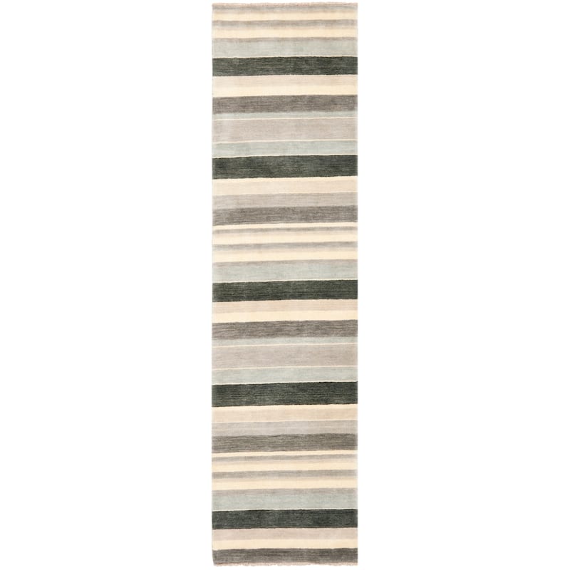SAFAVIEH Couture Hand-knotted Tibetan Mujde Modern Wool Rug with - 2' x 8' Runner - Grey/Multi