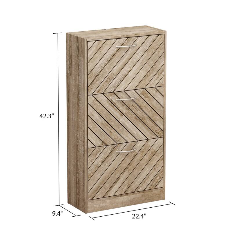 FUFU&GAGA Freestanding 3 Flip Drawers Shoe Cabinet Storage Organizer