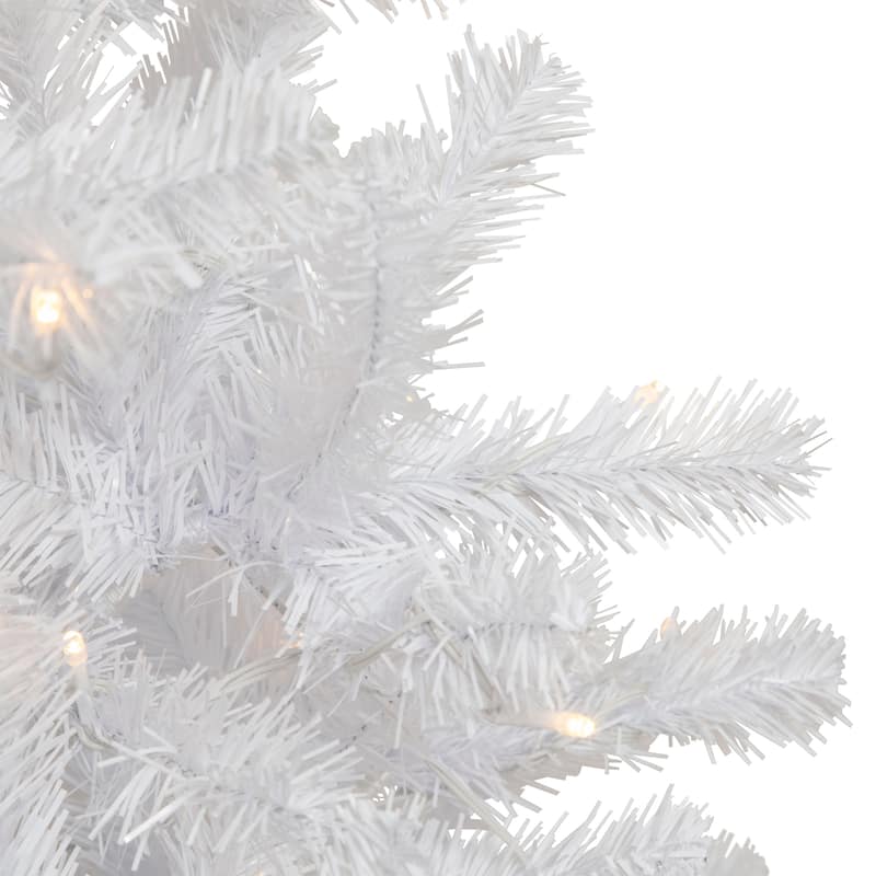 7.5' White Georgian Pine Pencil Artificial Tree Warm White LED - 7.5 Foot