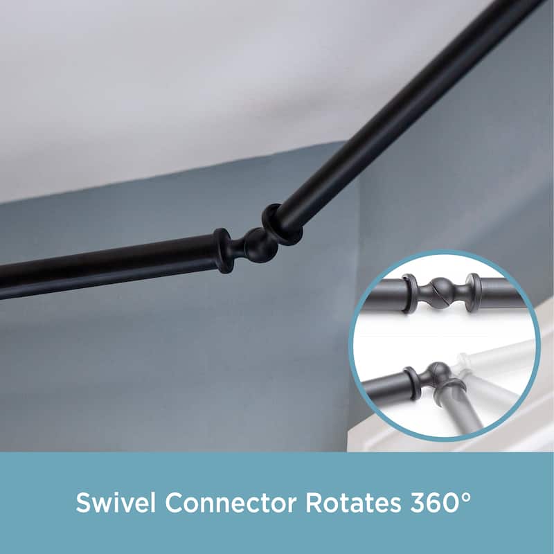 Kenney® Mission 3/4" Decorative Bay Window Curtain Rod, 78-144", Black