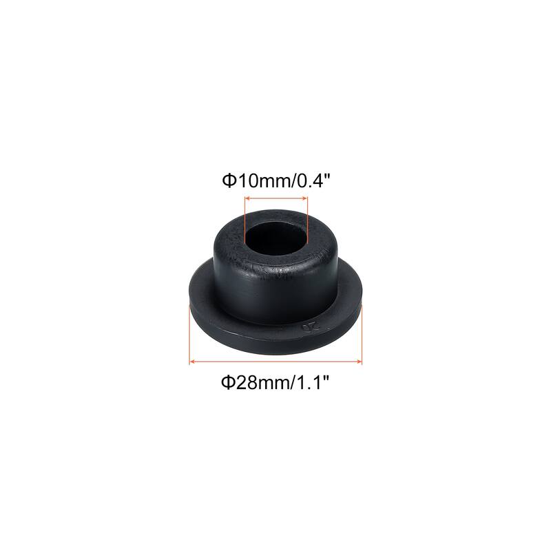 T Shape Rubber Grommet 0.55 Inch OD 0.24 Inch ID Seal for Cable Pack of 6 - Black - 28 x 10mm