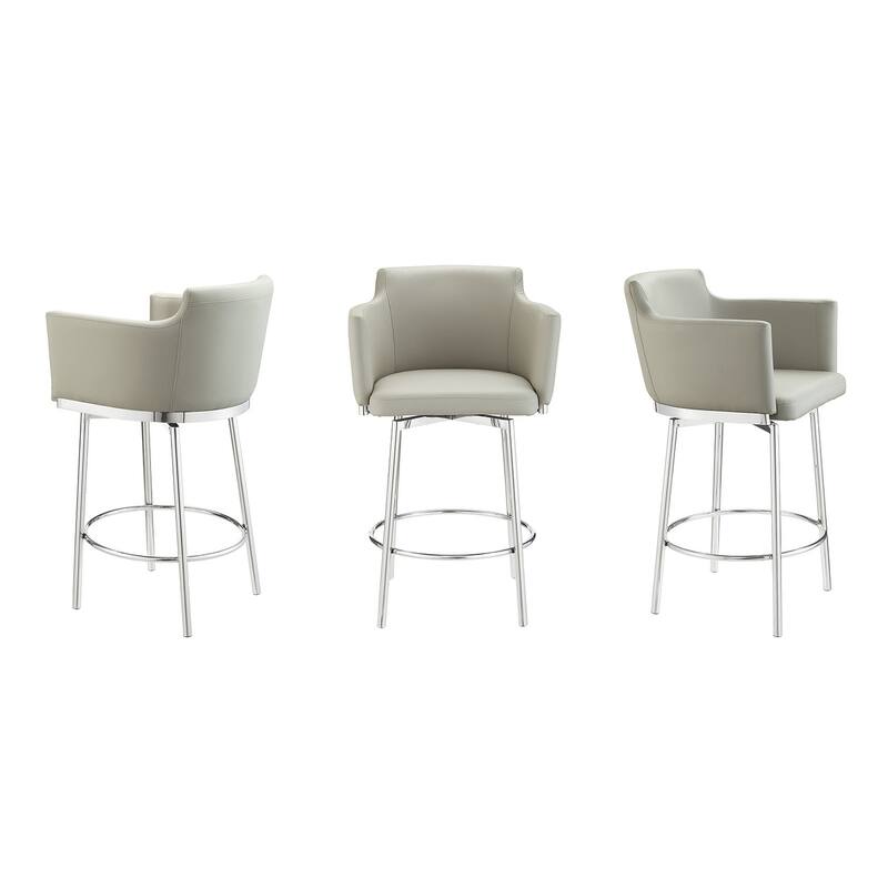Suzzie Counter 180 Swivel Arm Bar Stool in Taupe Pu-Leather