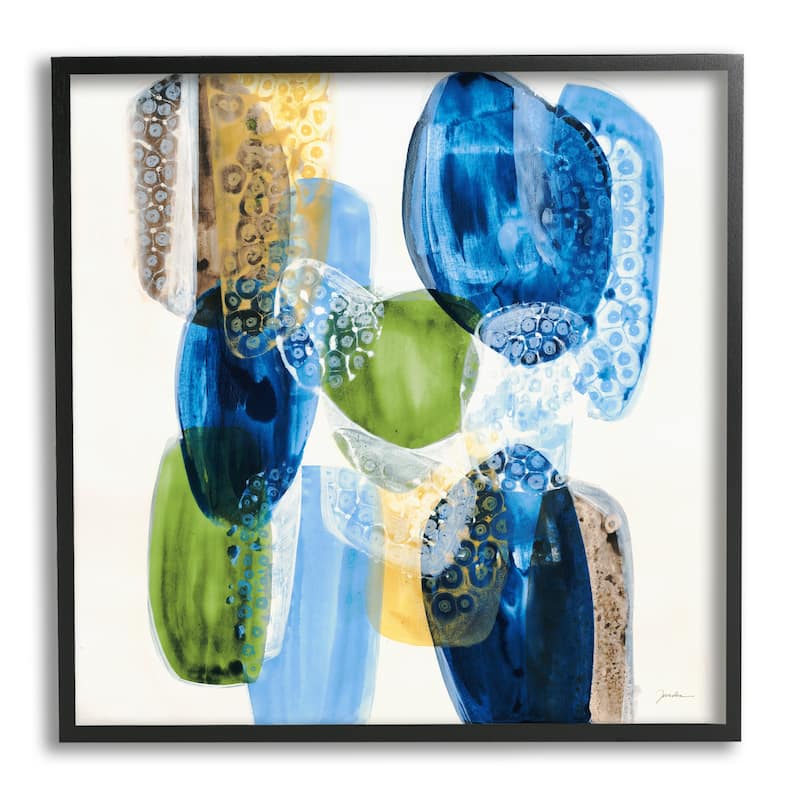 Stupell Vivid Blue Circle Shapes Abstract Pebbled Design Framed Wall Art, Design by Liz Jardine