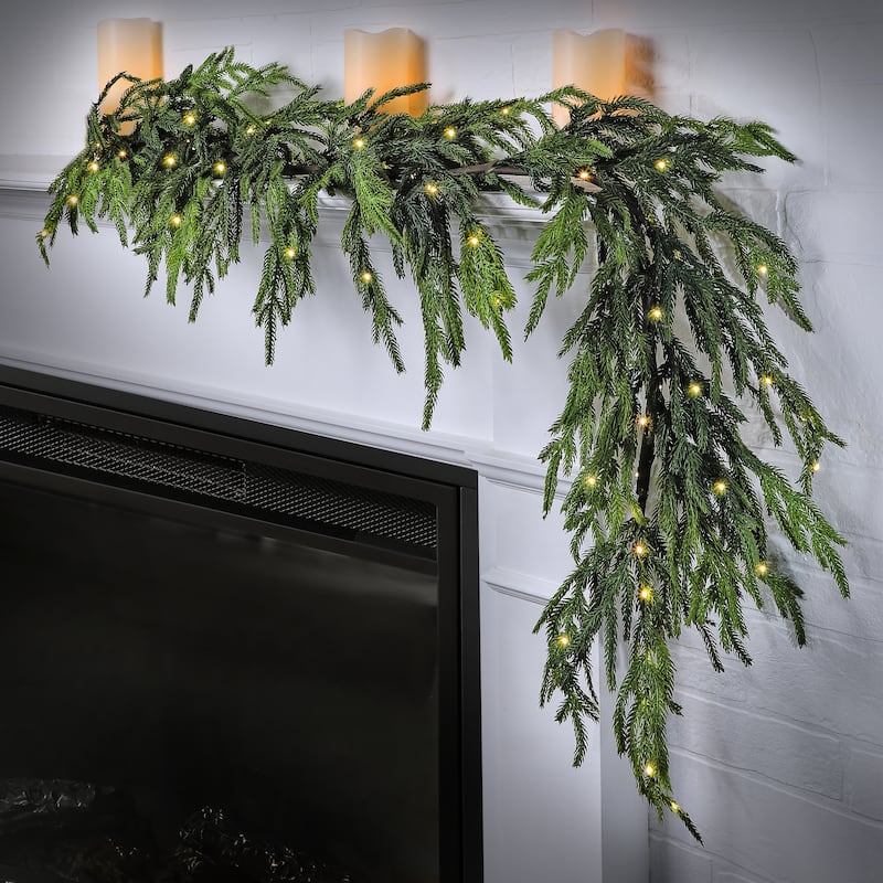 60"Led Natural Touch Norfolk Pine Garland - 60