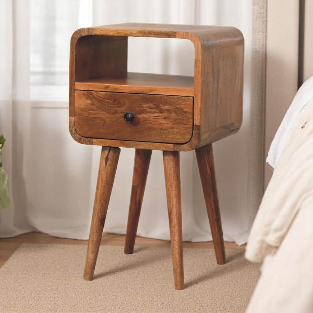 Artisan Furniture Solid Wood Mini Oakish Curve Open Nightstand