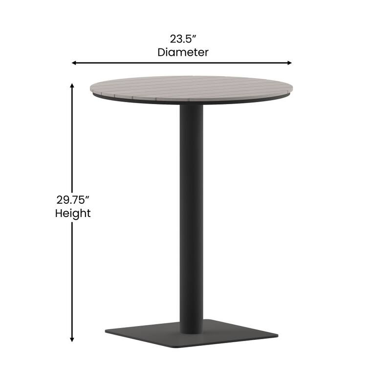 Commercial 24 Inch Round Faux Teak Outdoor Patio Dining Table