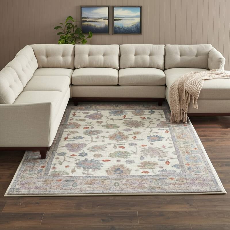 HomeRoots Floral Bohemian Rectangle Area Rug - 120.00 in. x 93.00 in.  x 0.39 in.