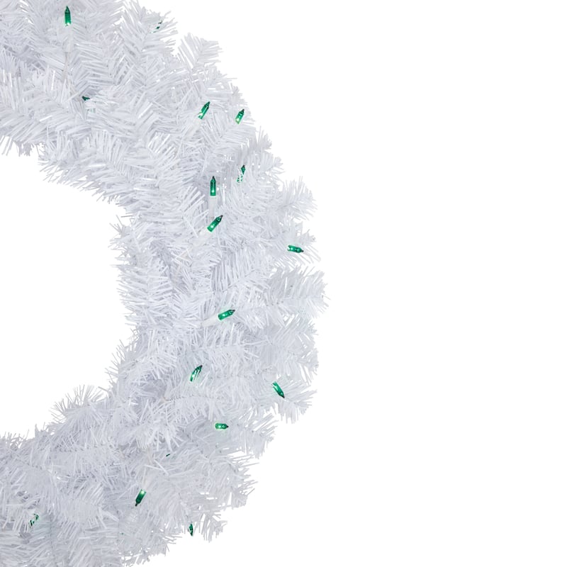 Pre-Lit Woodbury White Pine Artificial Christmas Wreath 24-Inch