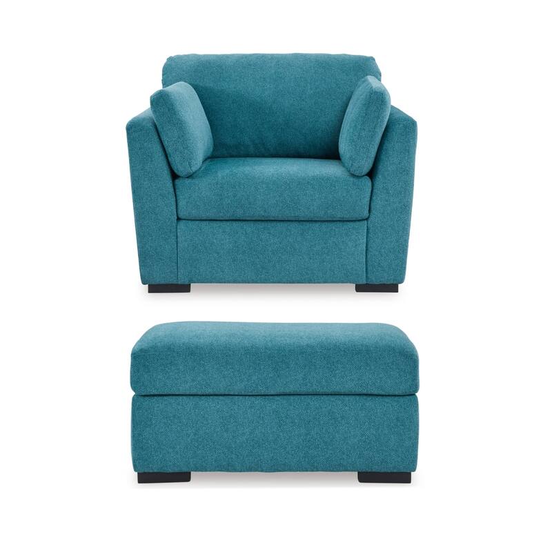 Roundhill Furniture Clareen 2-Piece Living Room Set, Cutler Chair and Ottoman