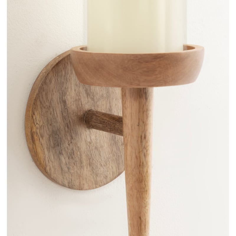 Kate and Laurel Shae Wood and Glass Wall Sconce