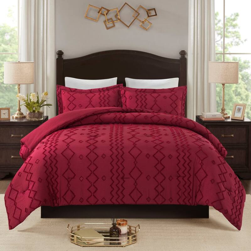 Lightweight Tufted Comforter Set Embroidery Geometric Comforter Sets for All Season