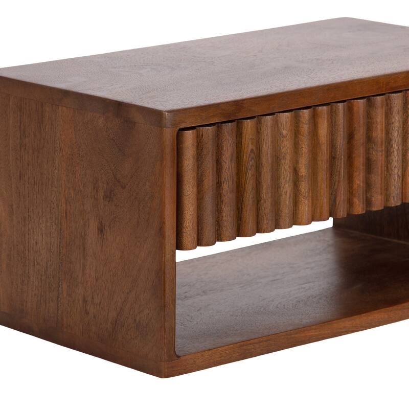 Kate and Laurel Reid Floating Wood Side Table with Open Storage