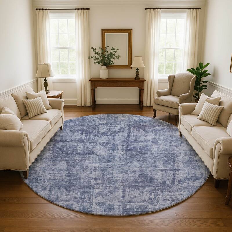 Premium Washable Super Soft Abstract Solid Mayfield Rug - Blue - 8' x 8'