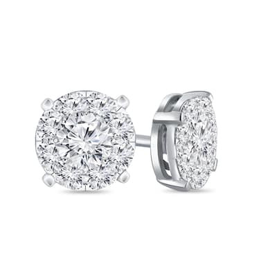 Auriya 14k Gold 1ctw Round Pave Diamond Stud Earrings (H-I, I1-I2)