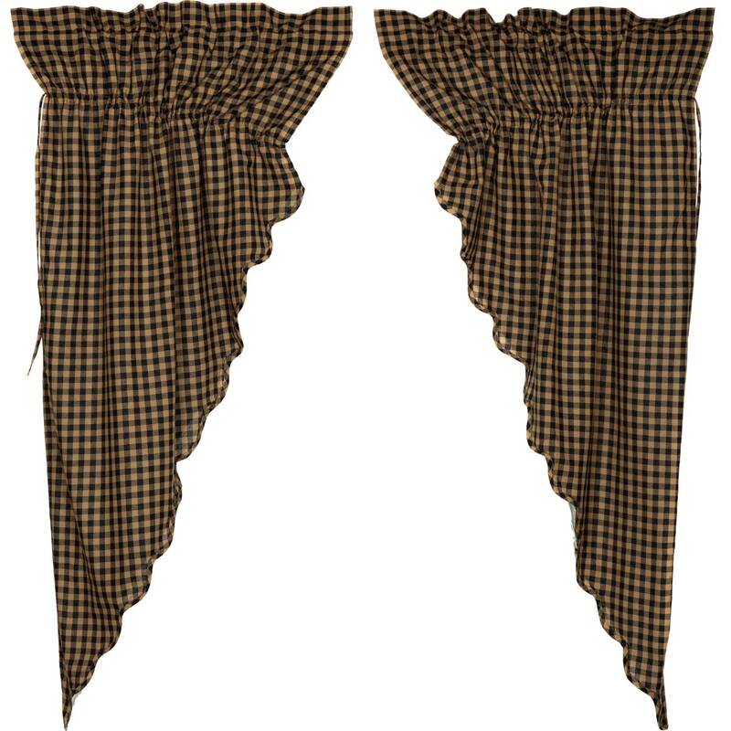 Check Scalloped Prairie Short Panel Set of 2 63x36x18 - 63x36