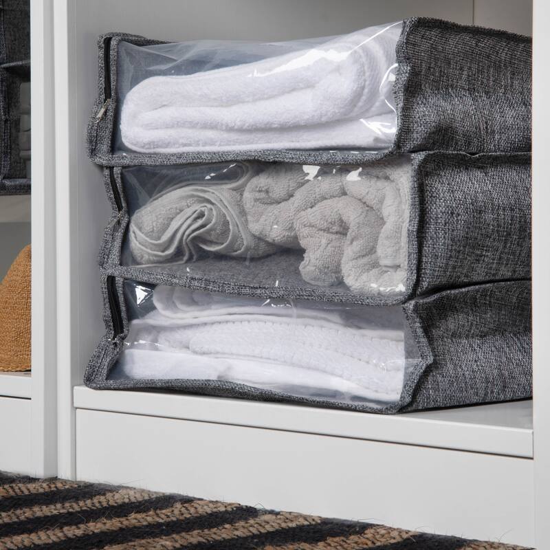 Household Essentials Zippered Sweater Storage Bags with Clear Vision Panel - 16.0"L x 13.3"W x 4.0"H - Silver