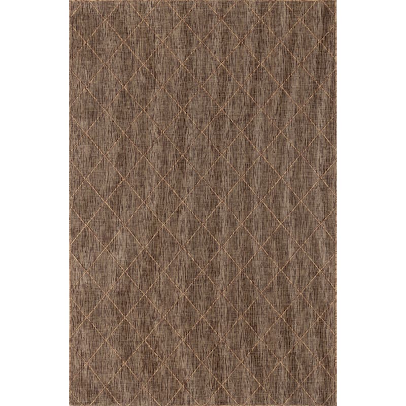 Larissa Collection Geometric Brown/Tan Indoor/Outdoor Area Rug - 7'8'' X 10'8''