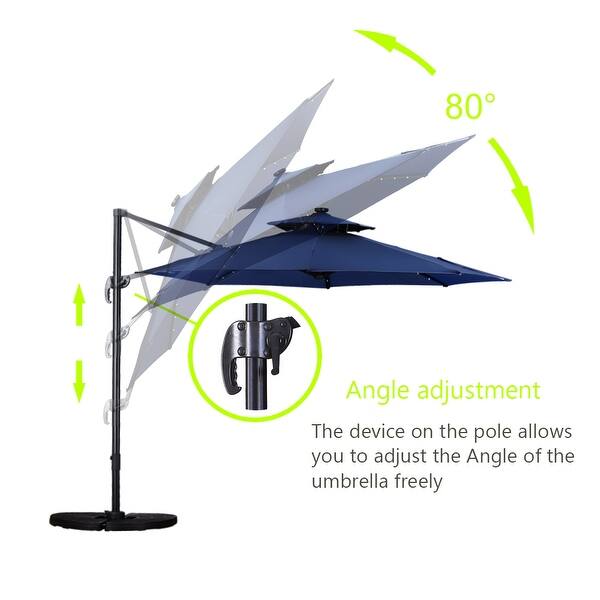 Shop Black Friday Deals On Ainfox 11ft 2 Tier Offset Hanging Patio Solar Powered Umbrella Base Not Included Overstock 31705137