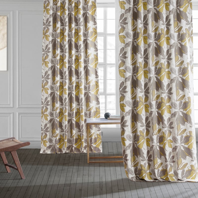 Exclusive Fabrics Autumn Whisper Leaves Printed Cotton Room Darkening Curtains (1 Panel)