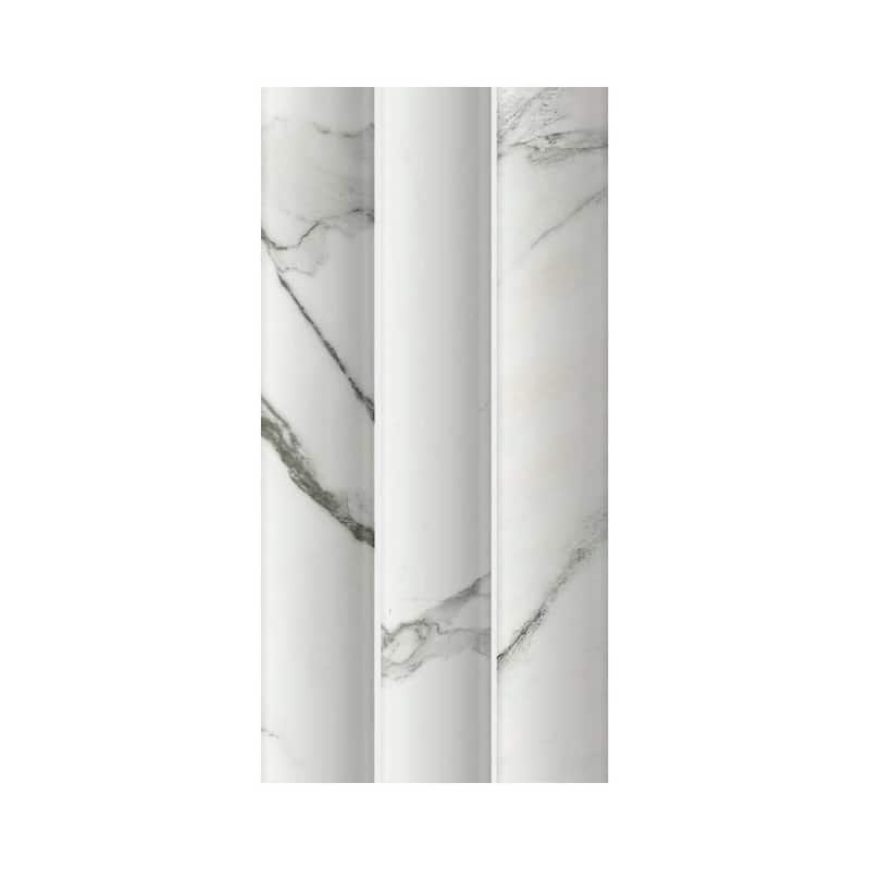Lyrical 4.5x9 Matte Marble Look Porcelain Fluted Ribbed Tile - Wall, Backplash