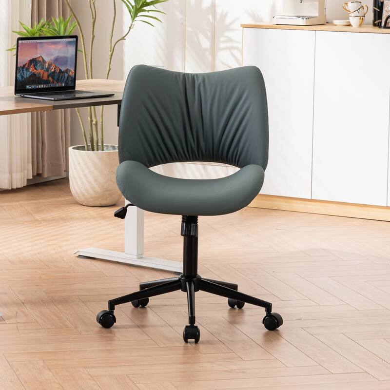 Ergonomic Faux Leather Office Chair, Swivel Task Chair - Grayish Green