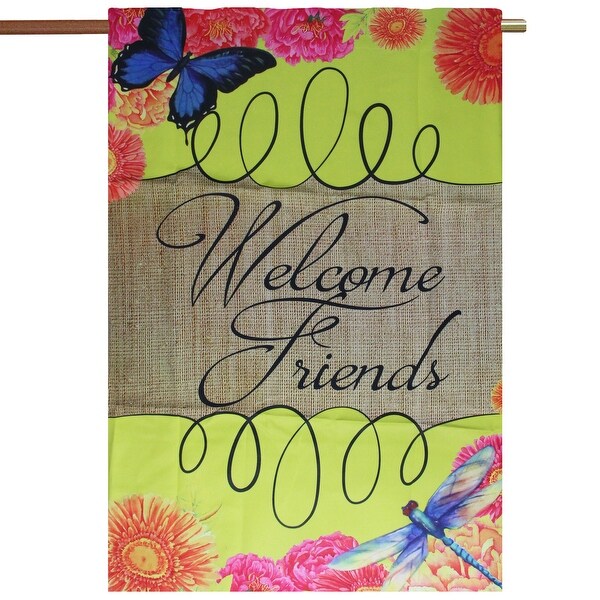 Brown and Green "Welcome Friends" Outdoor Garden Flag 29" x 43" - N/A