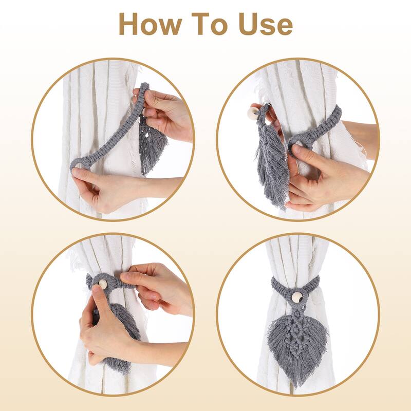 Tassel Curtain Tiebacks, Bohemian Leaf Curtain Holdbacks