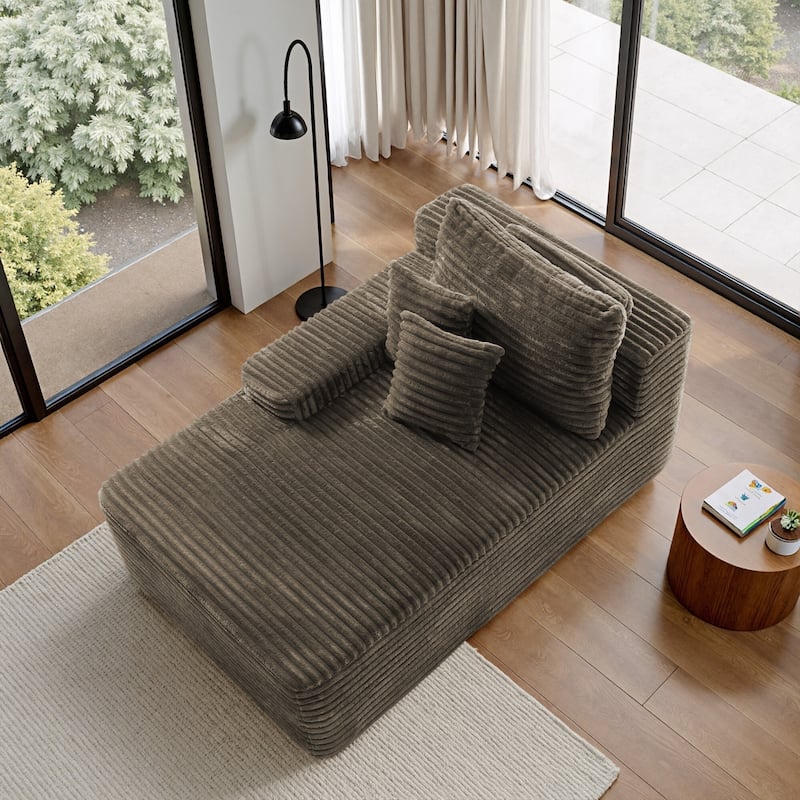 Oversized Upholstered Modular Sectional Chaise Lounge with Pillows