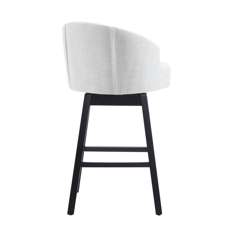 33.25" Swivel Counter Stools Set of 2, Upholstered Counter Height Bar Stools with Solid Rubber Wood Frame, Backrest, Footrest
