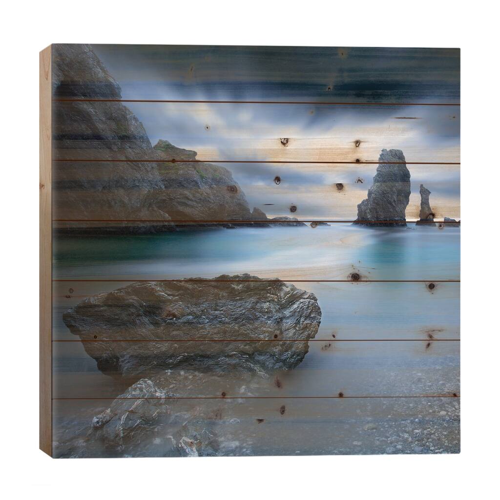 Turquoise III Print On Wood by Sebastien Del Grosso - Multi-Color