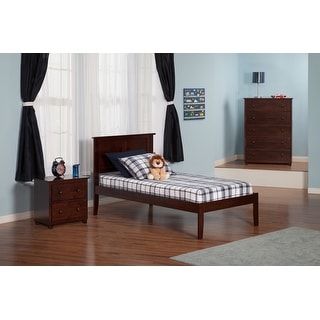 AFI Madison Twin Size Platform Bed with Charging Station in Walnut