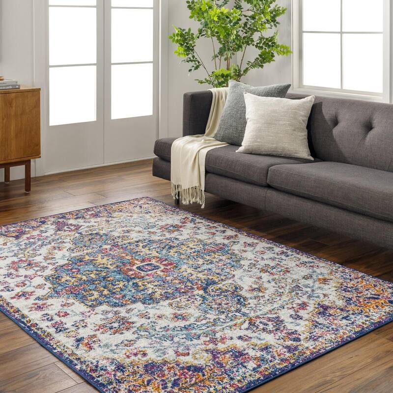 Livabliss Harput Updated Traditional Medallion Area Rug - Dark Blue - 5' 3" x 7' 3"
