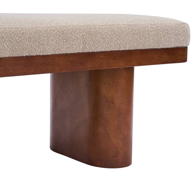 Christopher Knight Home - Monteria Modern 55.12" Upholstered Bench with Sculptural Cylindrical Wooden Leg & Padded Seat
