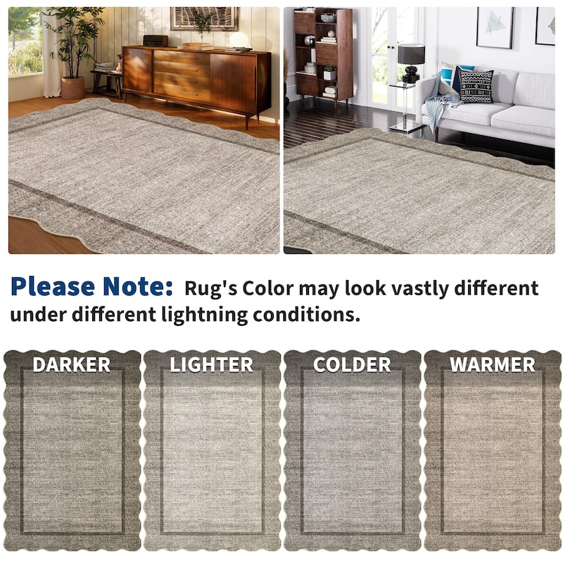 Garvee Scallop Solid Washable Area Rug