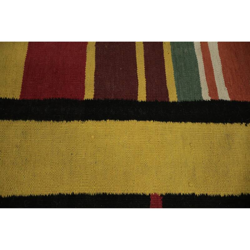 Hand Woven Oriental 100% Wool Carpet Southwestern Modern Yellow & Gold Kilim Area Rug - 11' 11'' X 8' 10''