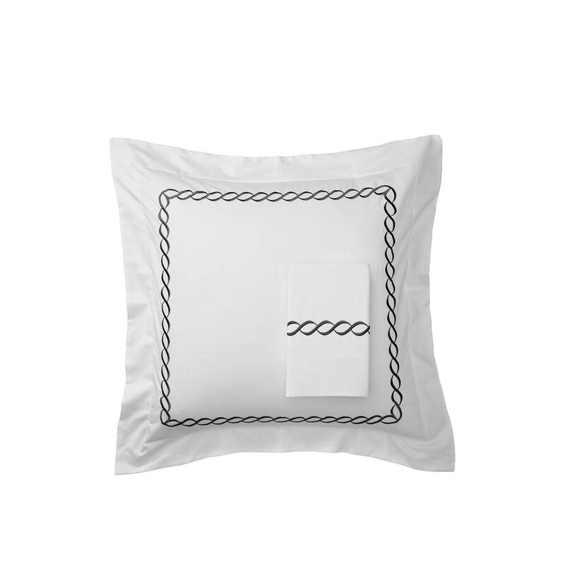 600 Thread Count Rope Embroidered Sham Cover or Pillowcase Set