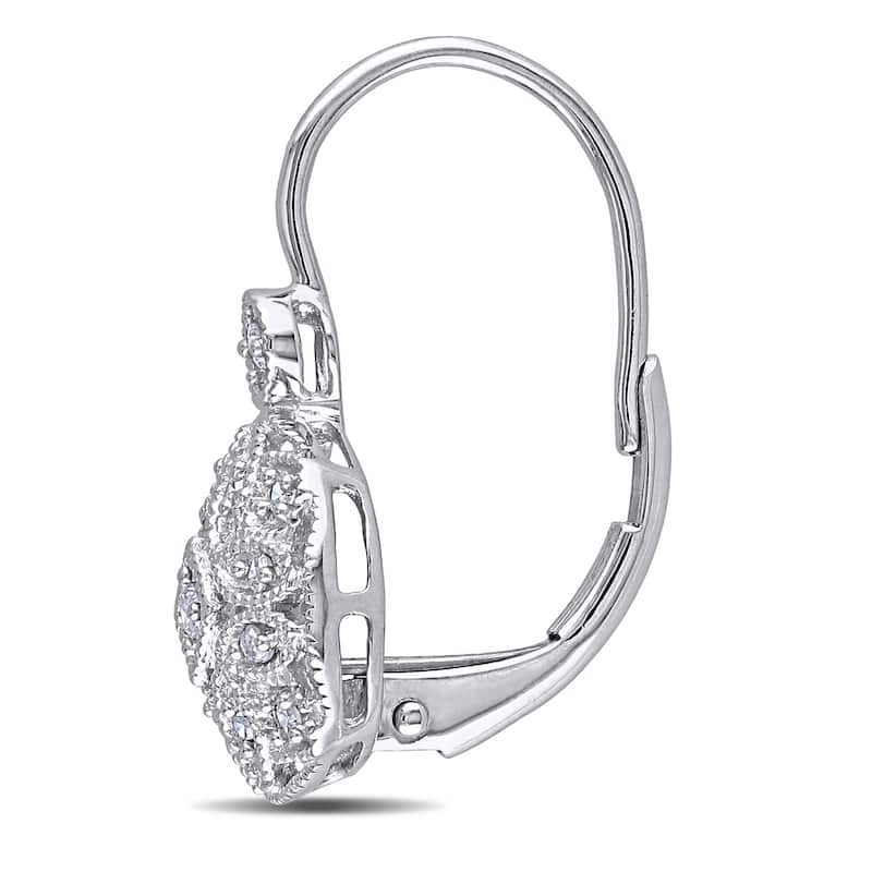 Miadora 14k White Gold 1/6ct TDW Diamond Earrings - 19.7 mm x 9.6 mm x 14 mm - 19.7 mm x 9.6 mm x 14 mm