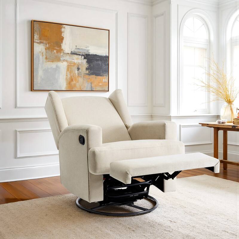 31'' W Wingback Manual Glider Swivel Rocker Recliner Nursery Chair - Beach