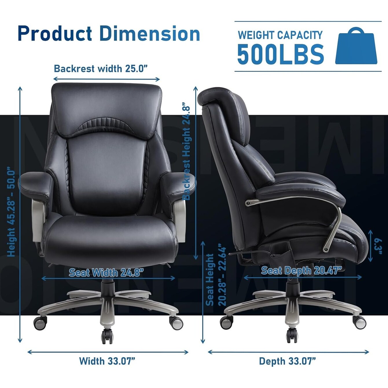Big and Tall Office Chair 500lbs Heavy Duty Ergonomic Computer Chair with Extra Wide Seat High Back Executive Large Desk Chair On Sale Bed Bath Beyond 39527523
