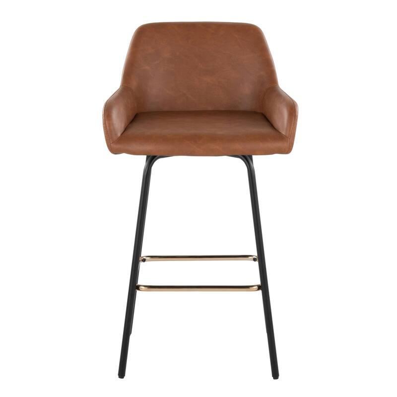 Porch & Den Galotti Fixed Height Counter Stool with Metal Legs & Square Footrest (Set of 2)