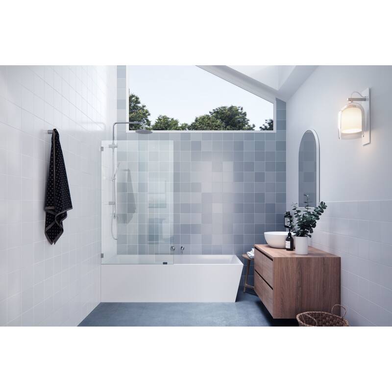 Glass Warehouse GW-BF-34 Vela 58-1/4" High x 34" Wide Shower Screen - Chrome