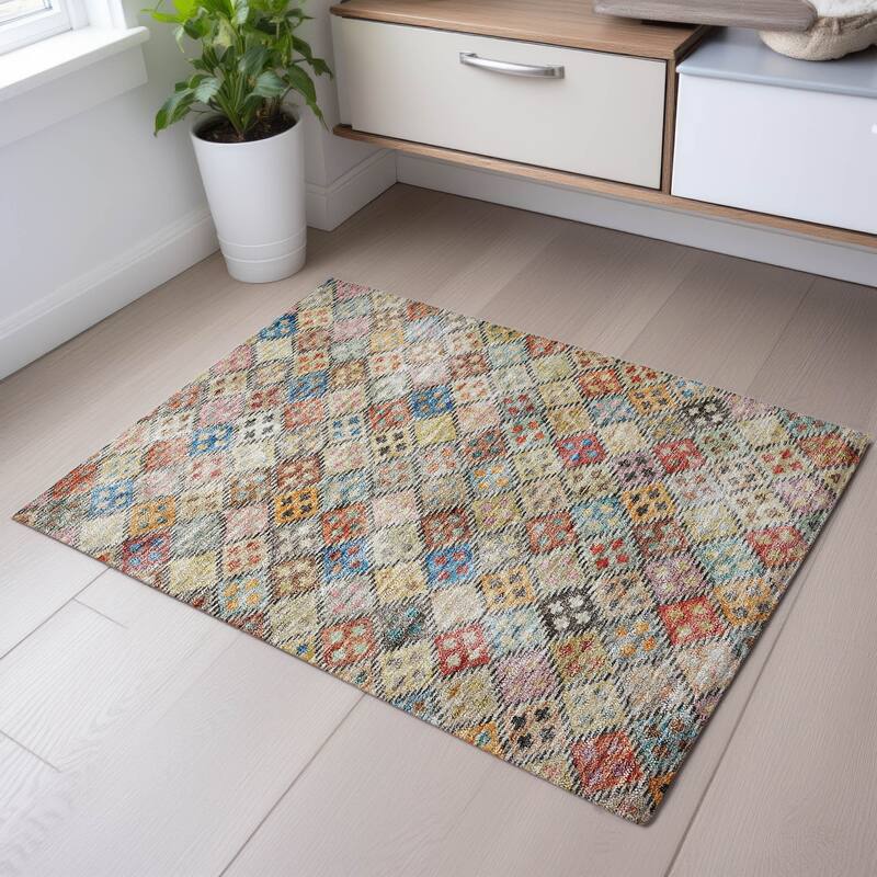 Premium Washable Super Soft Global Boho Mayfield Rug - Paprika - 1'8" x 2'6"