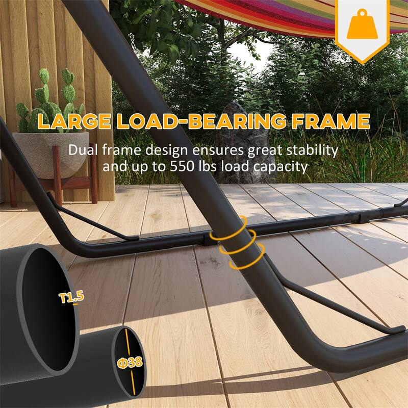 Adjustable Heavy Duty Hammock Stand Powder Coated Steel Supports Up to 550 Pounds Fits Most Brazilian Flat