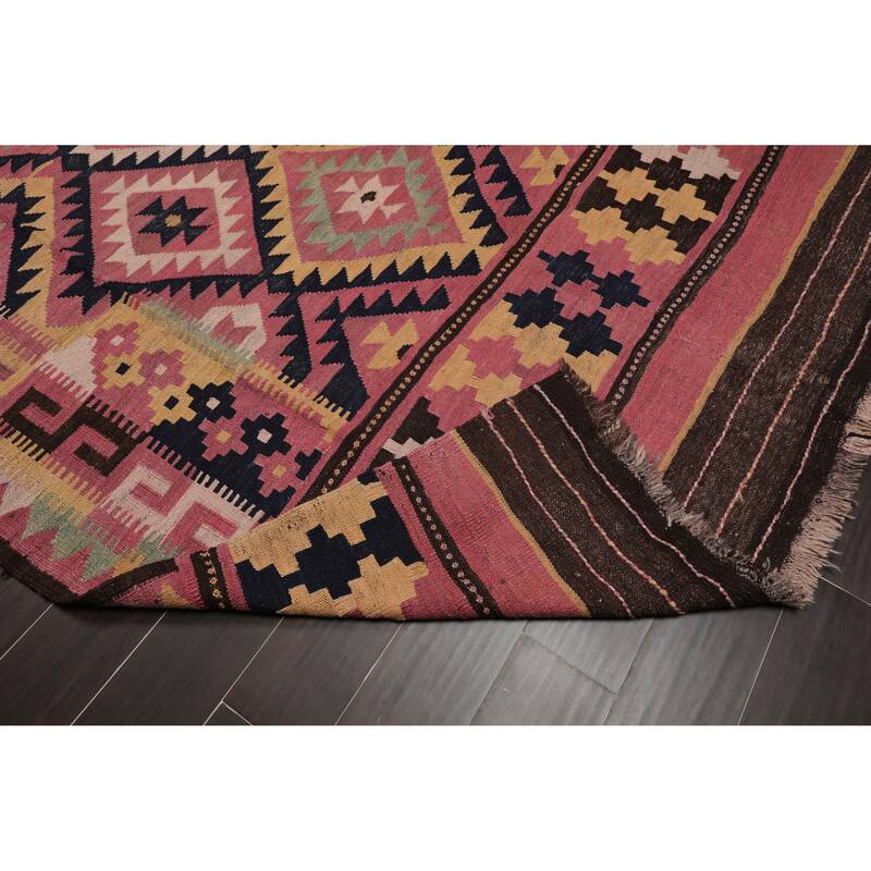 Hand Knotted Southwestern Turkish Kilim Rose,Chocolate Persian Oriental Area Rug Wool Traditional Oriental Area Rug (Palace)