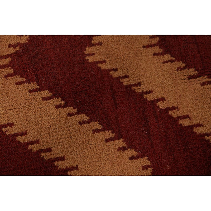 Hand Knotted Oriental 100% Wool Carpet Modern Geometric Red Moroccan Area Rug - 11' 7'' X 8' 10''